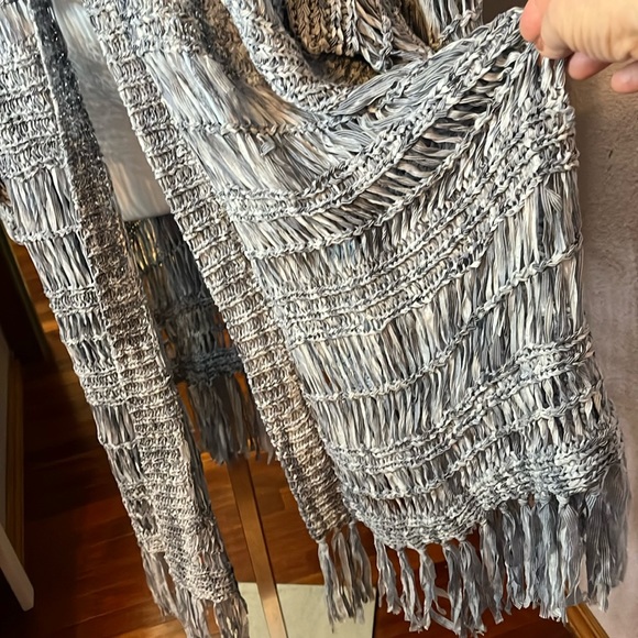 Roaman’s Crochet Cardigan- NWOT long open front with fringe Sz 3X - Picture 5 of 14